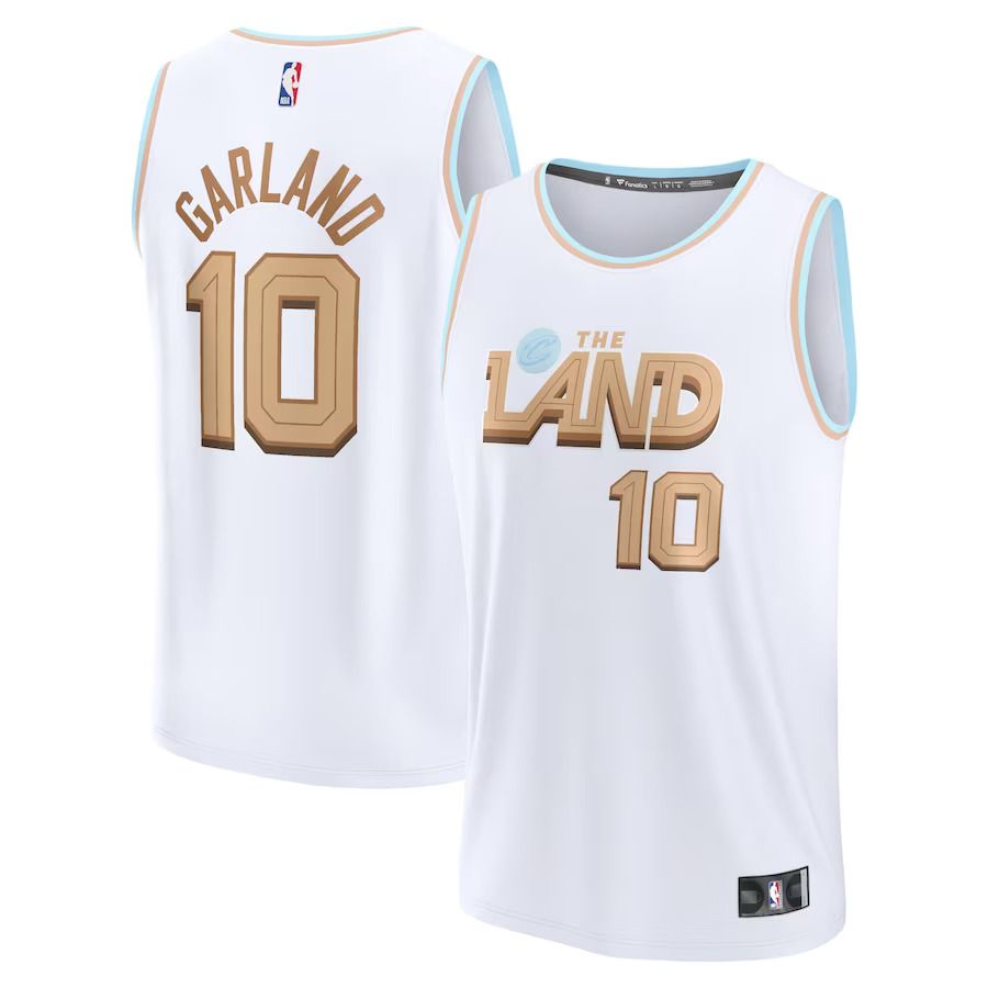 Men Cleveland Cavaliers 10 Darius Garland Fanatics Branded White City Edition 2022-23 Fastbreak Jersey